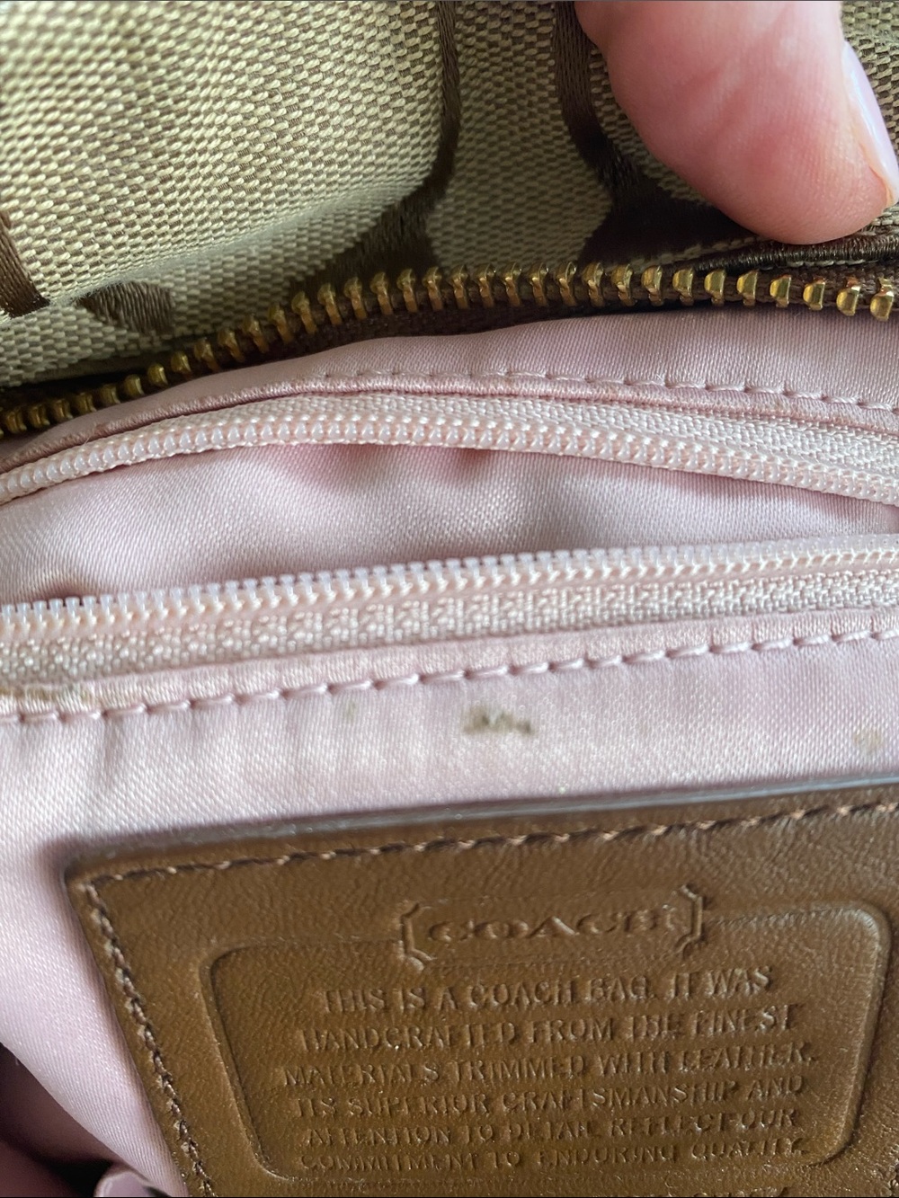 Coach Tan and Brown Signature Canvas Tote with Gold Hardware - Picture 5 of 12